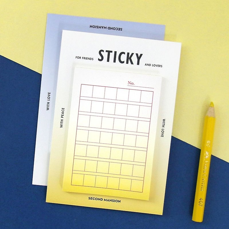 Second Mansion Workbook Gradient Checkered Sticker -04 Sun Yellow, PLD61686 - Sticky Notes & Notepads - Paper Yellow