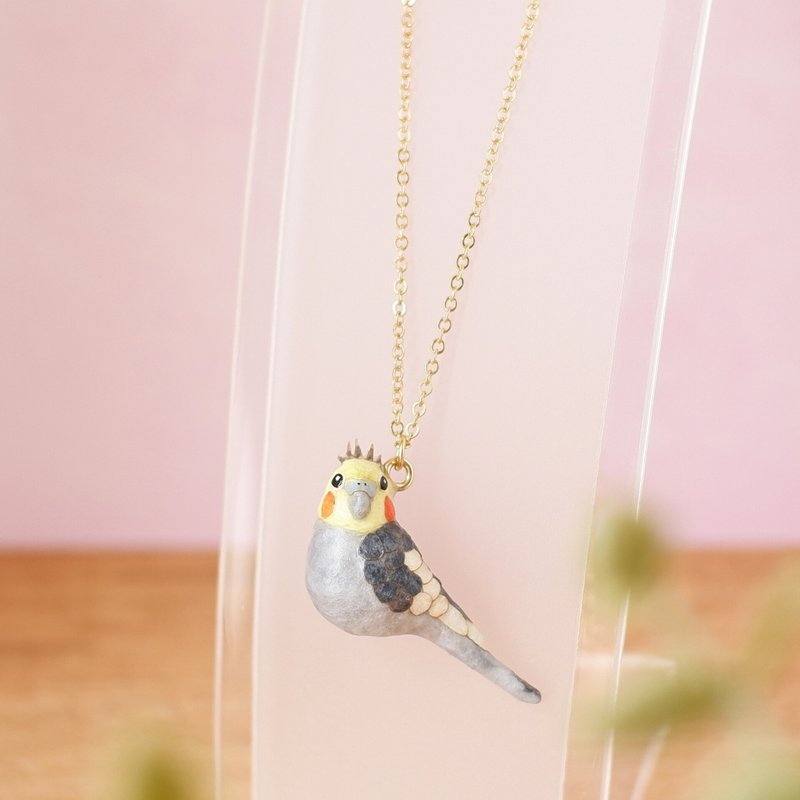 和紙アクセサリー　ネックレス　オカメインコ　ノーマル　インコ　鳥　飼い鳥 - 項鍊 - 其他材質 灰色