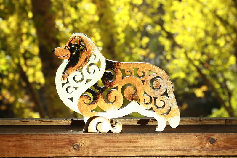 Statuette Sheltie, Shetland Sheepdog dog, figurine made of wood - 裝飾/擺設  - 木頭 