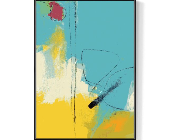 Sunshine ホワイト II-絵画/抽象画/ターキッシュブルー/イエロー Sunshine ホワイト II-絵画/抽象画/ターキッシュブルー/イエロー