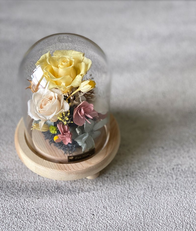 夢幻經典玻璃盅 夜燈 小王子 不凋花 乾燥花 情人節禮物 生日禮物 - 乾燥花/永生花 - 植物．花 黃色