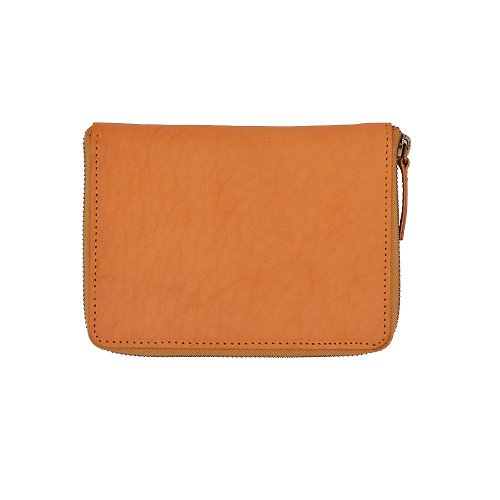Greenies&Co Leather passport wallet with zipper Color Camel