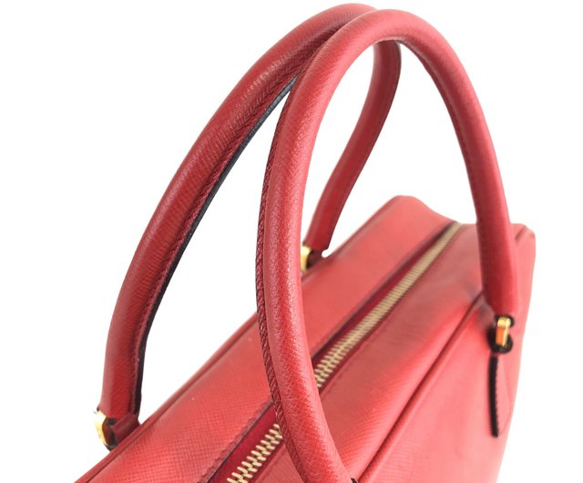 日本直送 名牌中古包 】PRADA プラダ ハンドバッグ レッド ロゴ 日本直送 名牌中古包 】PRADA プラダ ハンドバッグ レッド ロゴ