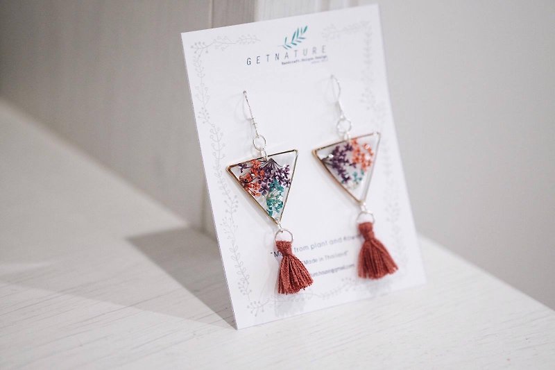 Ammi majus (mix) triangle earring  *Special edition - Earrings & Clip-ons - Plants & Flowers Multicolor