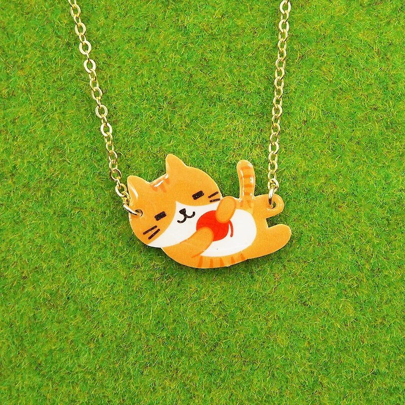 Meow Hair ball is my love! Meow~necklace - Necklaces - Plastic Orange