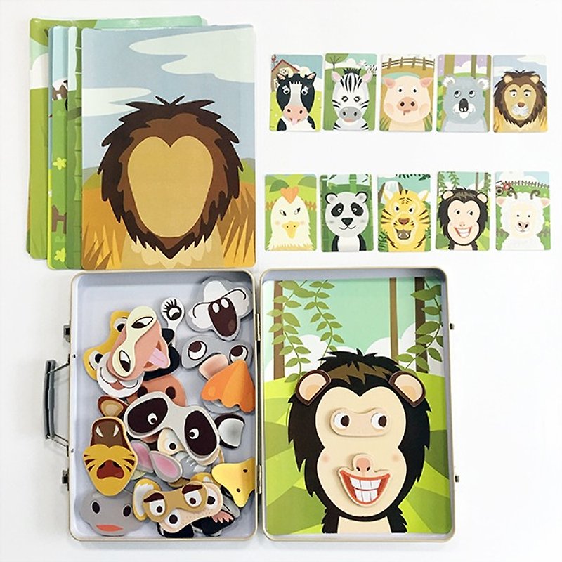 MAGNETIC FUNNY FACE - JUNGLE ANIMALS - Kids' Toys - Wood 