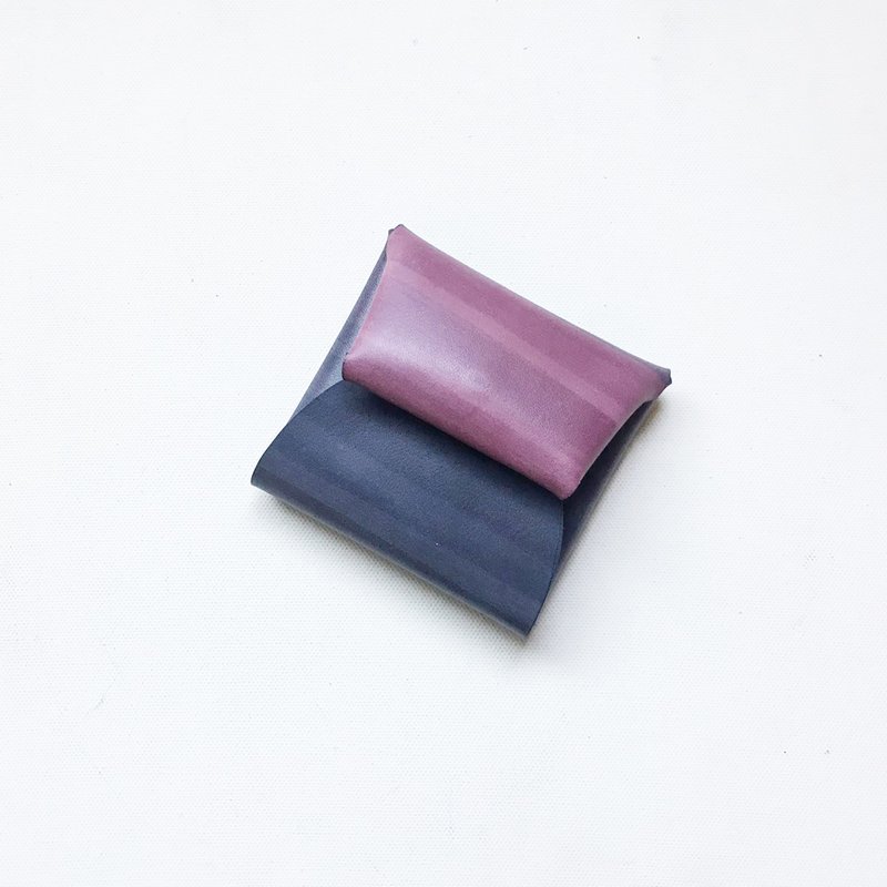 Envelope Coin Purse_Raspberry Gradient Gray Blue - Coin Purses - Genuine Leather Purple