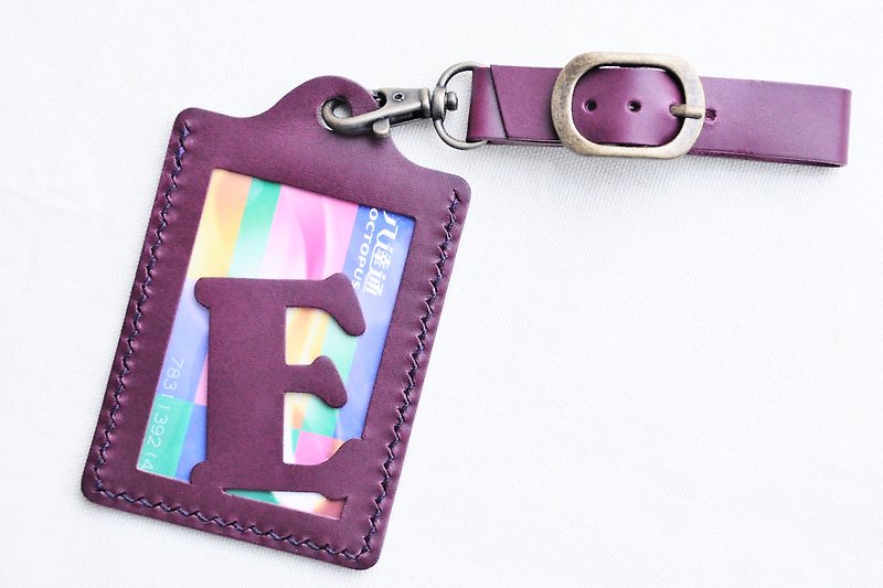[Rainbow series 🌈RAINBOW8|Deep purple|VIOLA—Initial A to Z English letter luggage tag] Sewing the leather material package free hand-wrapped rainbow card holder card holder business card holder luggage tag travel protector holder ID holder simple and practical Italian leather Vegetable tanned leather leather DIY - เครื่องหนัง - หนังแท้ สีม่วง