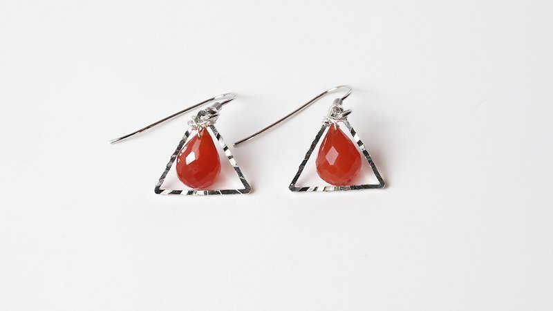 WASHINGTON orange X] handmade natural stone earrings - ต่างหู - โลหะ 