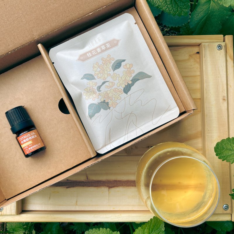 【Herbal Tea X Essential Oil Aroma】6pcs Herbal Tea + 1 bottle Essential Oil Aroma Healing Gift Box - Tea - Other Materials Brown