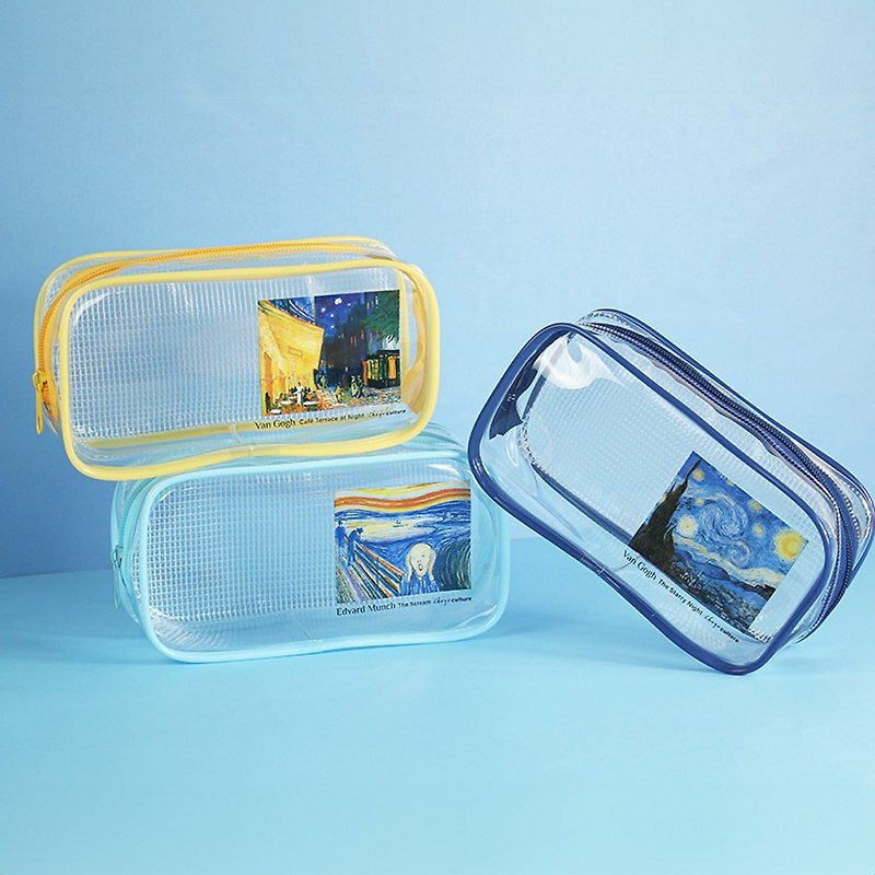 Chuyu transparent mesh storage pencil bag/transparent stationery bag/large opening large capacity storage bag - Pencil Cases - Nylon Multicolor