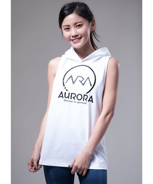 AURORA瑜珈運動服飾 Aurora能量連帽背心/白色