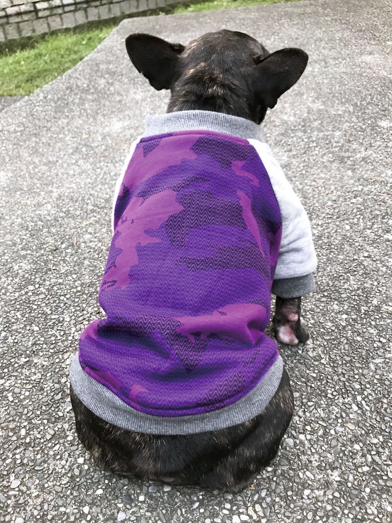 紫色迷彩 雙面穿棒球外套L號 - 寵物衣服 - 棉．麻 多色