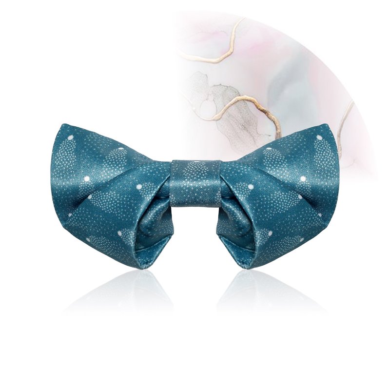 Style F0099 Light Blue Mini Dots pattern Bowtie -  Wedding Bowtie Folded style - Ties & Tie Clips - Polyester Blue