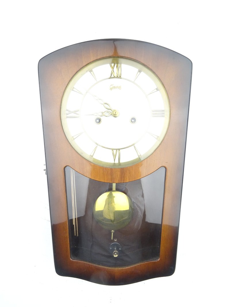 Junghans GEWES German Vintage Antique Design Mid Century 8 day Retro Wall Clock - Clocks - Wood Brown