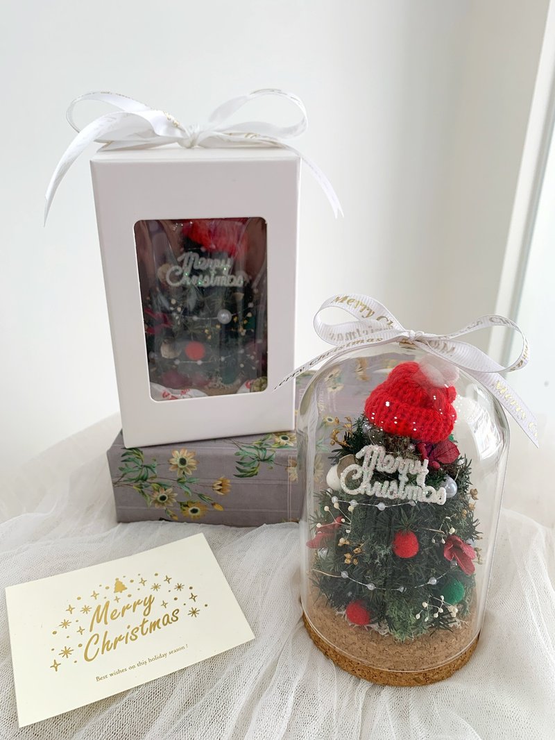 迷你聖誕樹玻璃罩 乾燥花 永生花 聖誕節禮物 交換禮物 玻璃盅 - 乾燥花/永生花 - 植物．花 