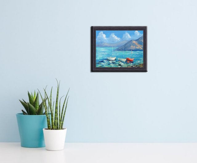 船、海の絵、原画、吊るし絵 海船 裝飾畫 油畫 空間裝飾 夏日