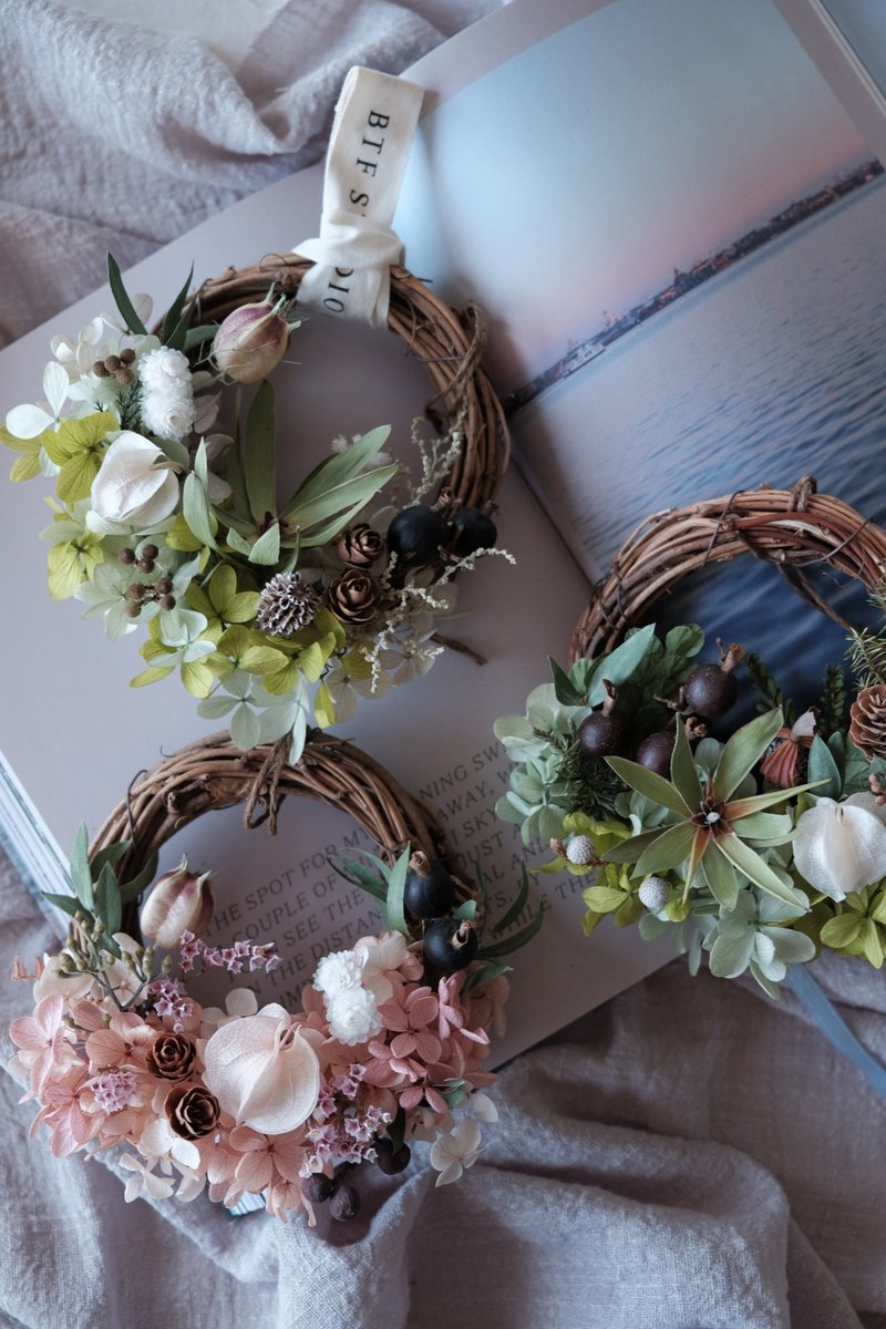 Wreath wall decoration-Fruit wreath forest wreath (with handwritten English blessing card) - Dried Flowers & Bouquets - Plants & Flowers Green