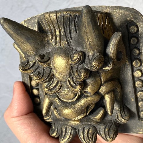 瓦　鬼瓦　口つむり　7寸  1点物  魔除け等に… 瓦鬼瓦口つむり7寸美品