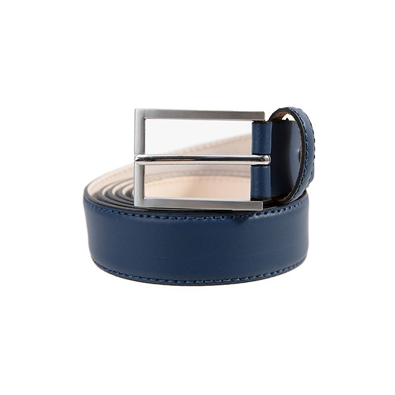CUMAR VITELLO FIORE OPACO PIN BUCKLE - Belts - Genuine Leather Blue