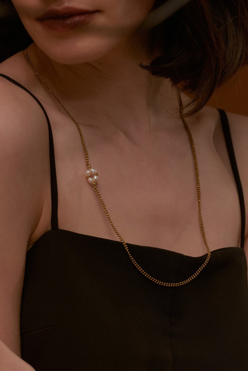 Entwine - 纏 項鍊 Wrap necklace (Multi way chain ) - 項鍊 - 珍珠 金色