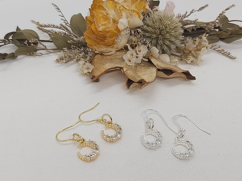 純銀針耳勾14k墜飾款 - 耳環/耳夾/耳骨夾 - 銀 