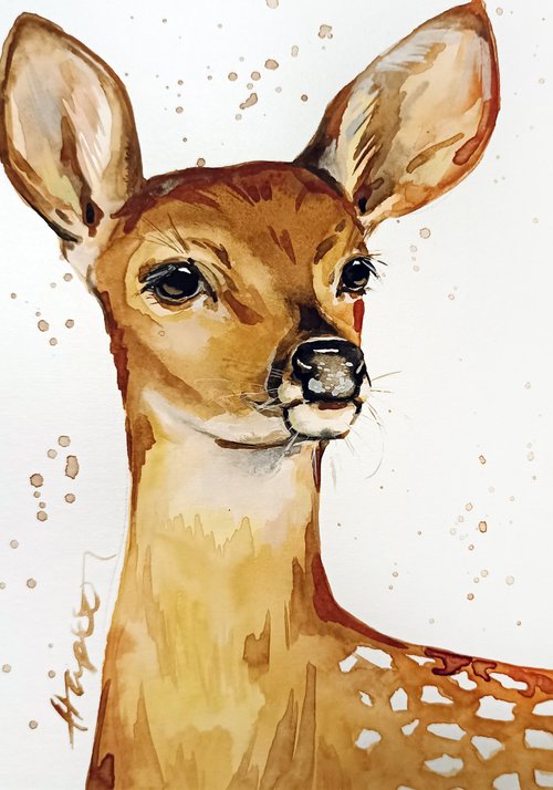 水彩画「鹿」 水彩鹿 | Premium AI生成画像