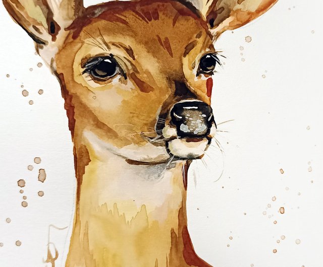 水彩画「鹿」 鹿」 by はまだ みわ｜Artmeter｜暮らしを彩るアートが、きっと