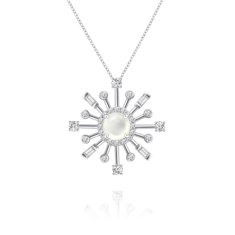 Ice Glass White Jade Diamond Necklace - Sun - Necklaces - Jade 