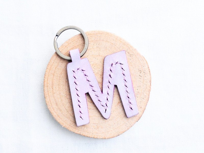 頭文字M字母鎖匙扣—白蠟皮組 好好縫 皮革材料包 鑰匙圈 意大利 - 皮件/皮革 - 真皮 紫色