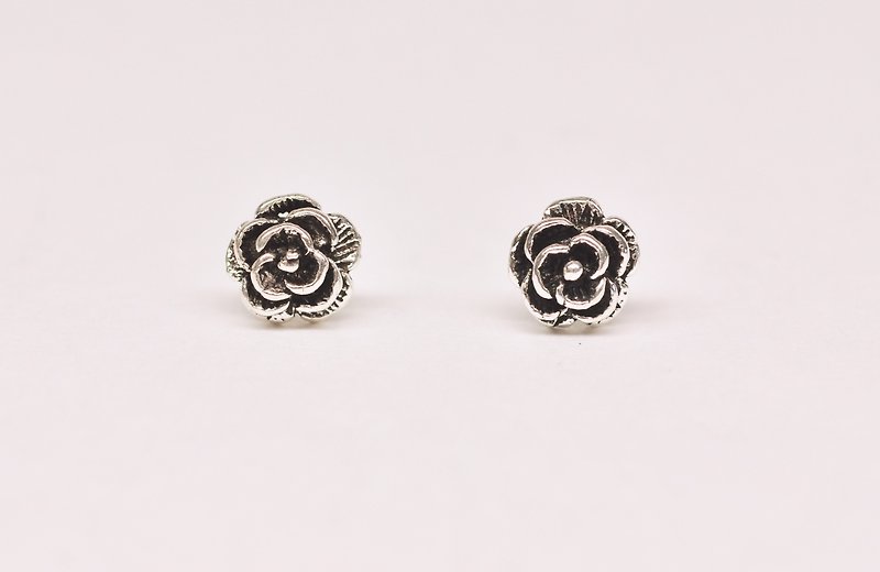 Ermao Silver[Flower and Grass Series─Rose-Earrings] (Silver) Small or Large - Earrings & Clip-ons - Silver Silver