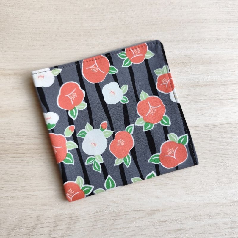 台灣純棉手帕=暗夜山茶 - 手帕 - 棉．麻 