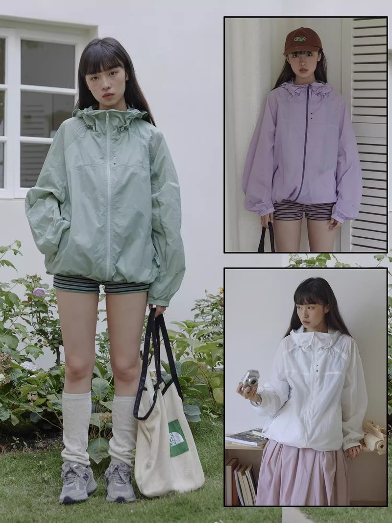 odd maker戶外輕薄防曬衣upf50+運動純色透氣寬松連帽防曬服外套 - 女大衣/外套 - 其他人造纖維 