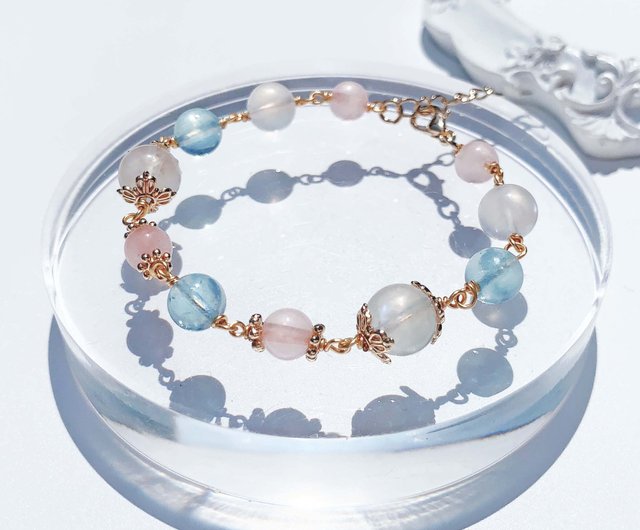 天然 アクアマリン ブレスレット レディース ピンクゴールド 加工 天然石 3月 誕生石 天然 アクアマリン ブレスレット レディース ピンクゴールド 加工