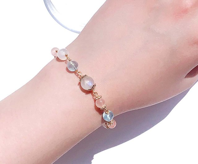 天然 アクアマリン ブレスレット レディース ピンクゴールド 加工 天然石 3月 誕生石 お守り 誕生日プレゼント 女性 40代 50代 ブランド