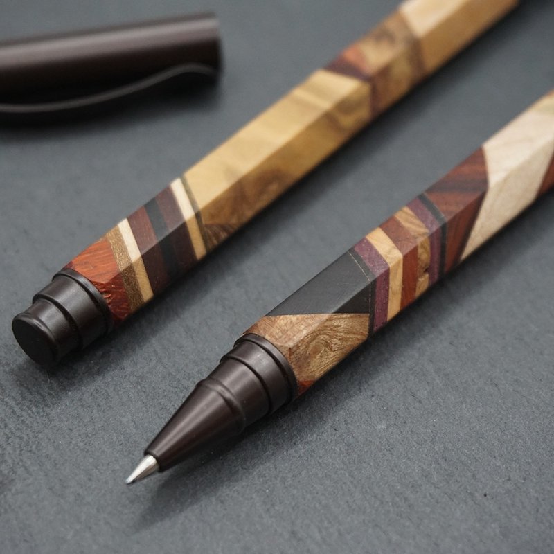 (Customized) Yosemu. Leng series UNI cap-pull ball pen (small quantity in stock) - Rollerball Pens - Wood Brown