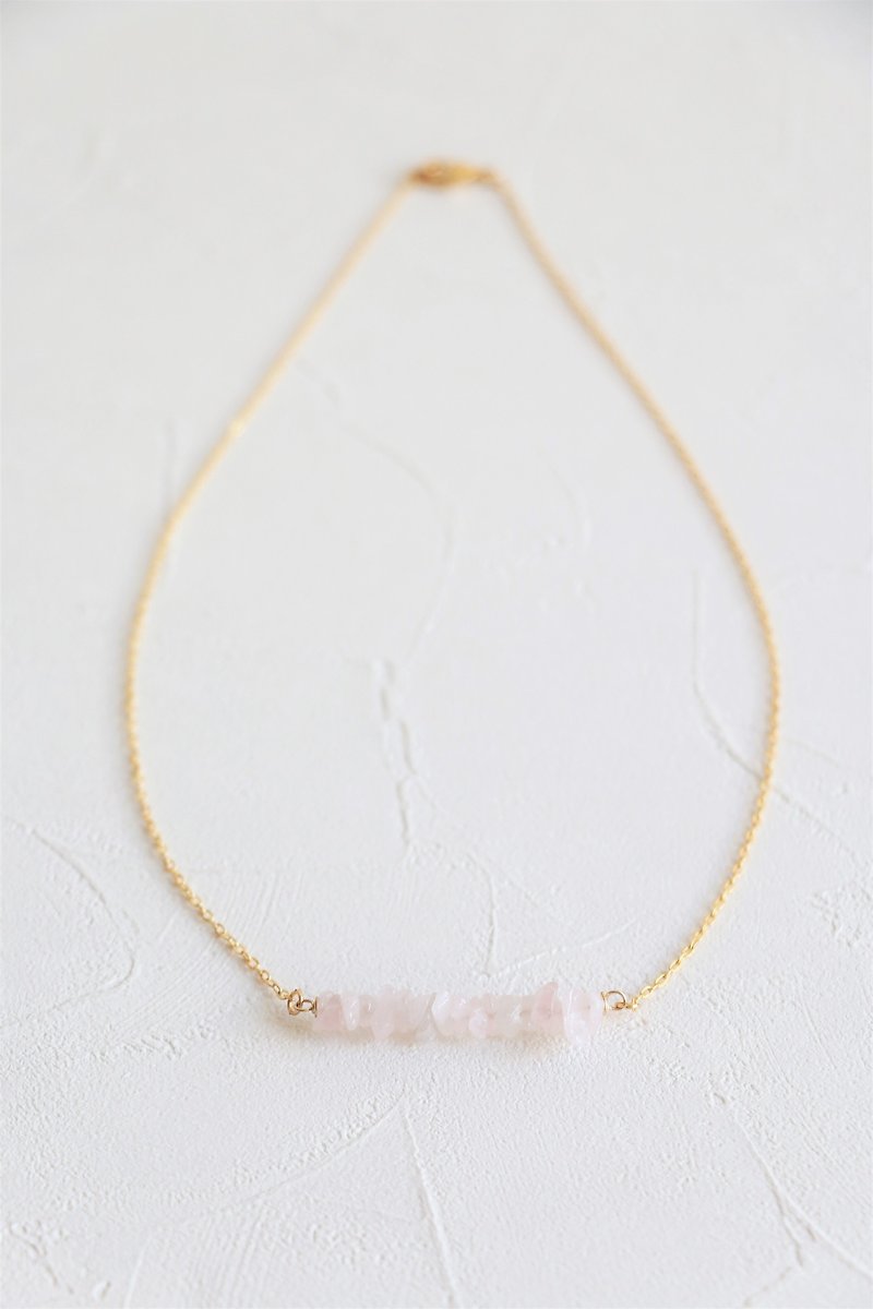 Rose quartz necklace - natural crystal necklace 18k gold plated crystal choker - สร้อยคอ - เครื่องเพชรพลอย สึชมพู