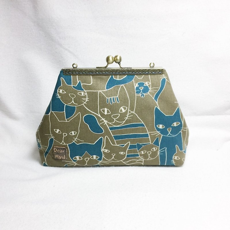 The back of the mouth to take the mouth of the package + cat cat - Turkey blue + - Messenger Bags & Sling Bags - Cotton & Hemp Blue