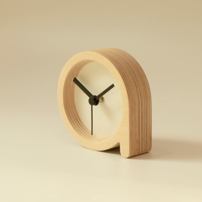 Small Minimalist Desk Clock with natural wood body - Compact a! (white) - Clocks - Wood 