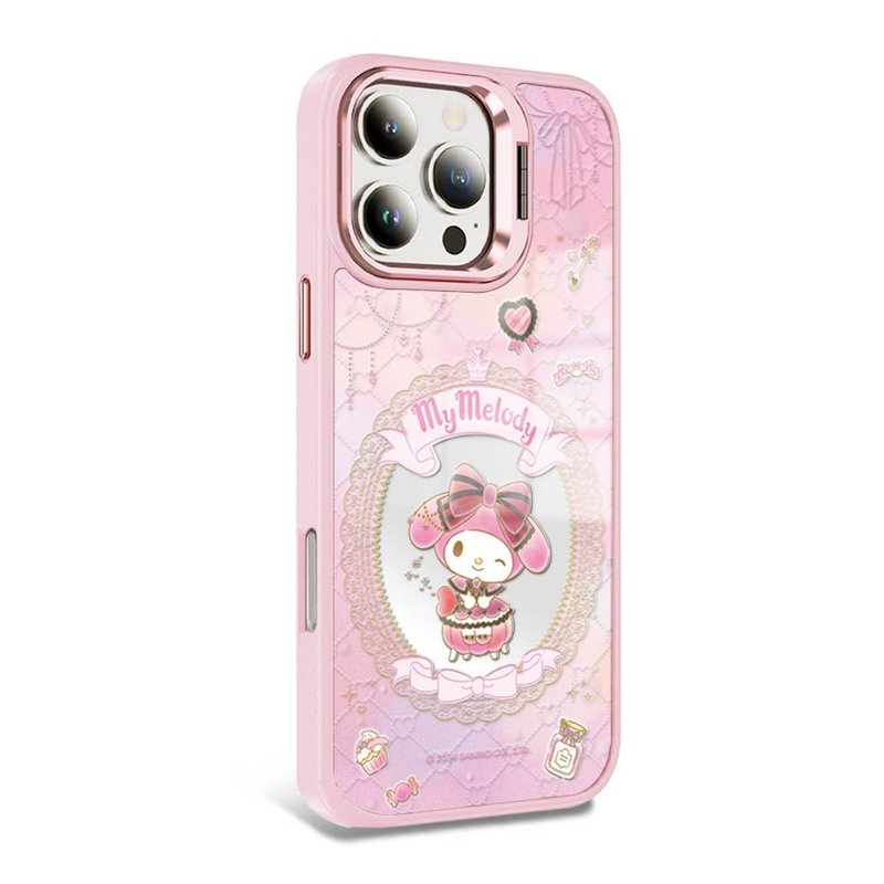 iPhone full range of military-standard anti-fall alloy frame invisible stand mirror magnetic case-Magic Mirror Melody-Pink Frame - Phone Cases - Other Materials Multicolor