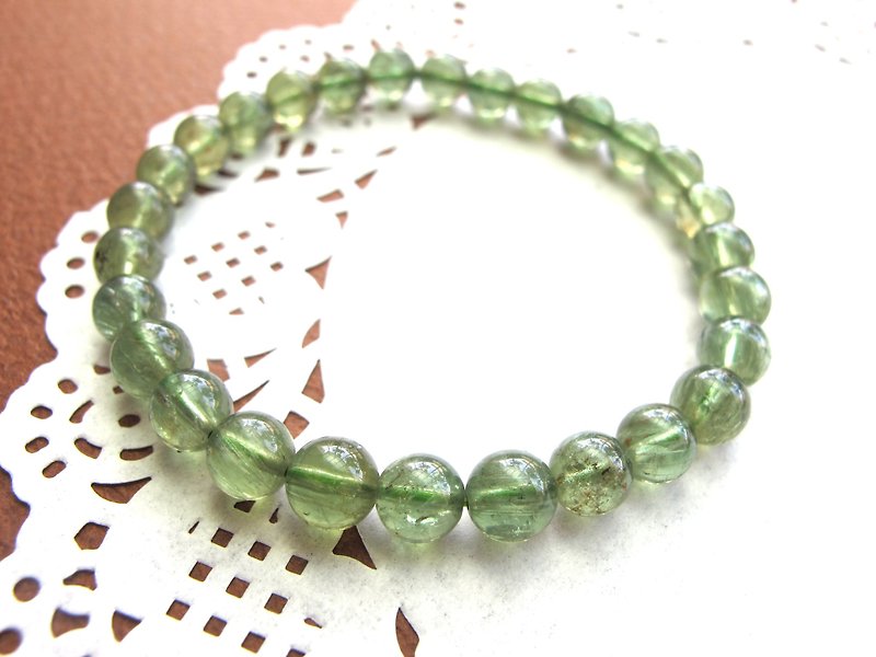 [翠] 7mm green phosphorus - hand-created natural stone series - Bracelets - Crystal Green
