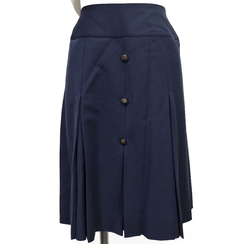 【日本直送】シャネル CHANEL プリーツ スカート ココマーク 2795V154 ウール 紺 レディース【中古】 - 裙子/長裙 - 羊毛 藍色