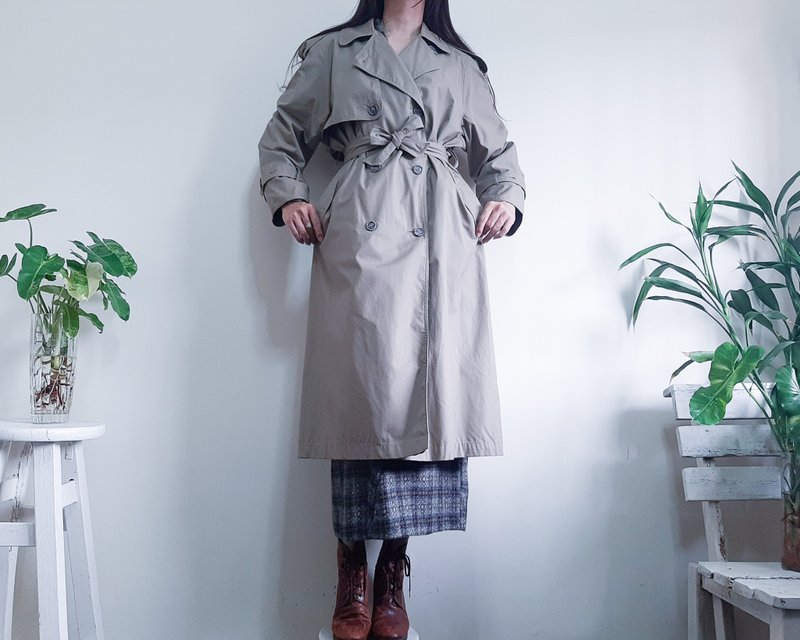 TOWNE LONDON FOG Vintage Brown Khaki Trench Coat Double Breasted Coat Size M L - Women's Casual & Functional Jackets - Cotton & Hemp Khaki