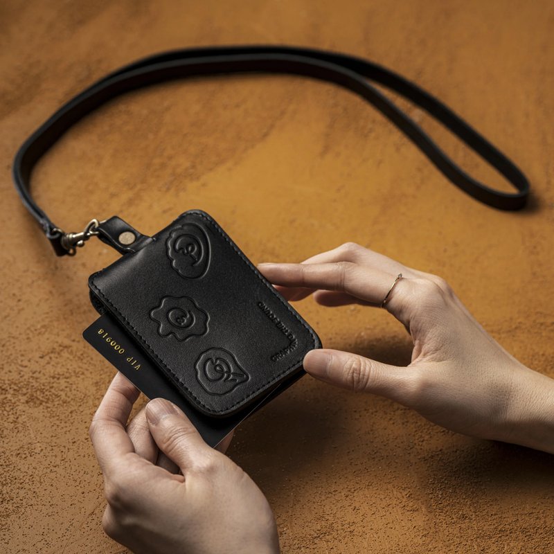 ID Card Holder | Sound Imprint - ID & Badge Holders - Genuine Leather Black