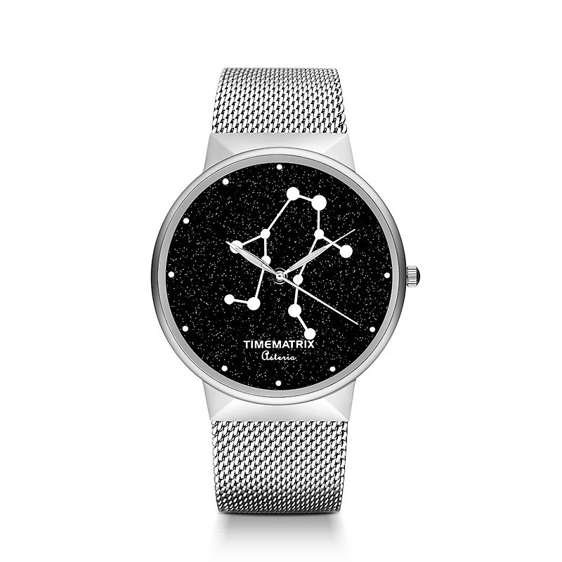 [Denmark star Gemstone] Gemini Time Matrix constellation creative fashion men's and women's quartz watch - นาฬิกาผู้ชาย - สแตนเลส สีเงิน