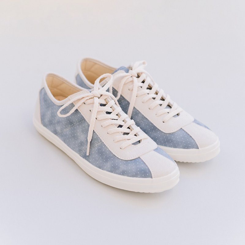 Lace-up casual shoes Flat Sneakers with Japanese fabrics Leather insole - Women's Casual Shoes - Cotton & Hemp Multicolor
