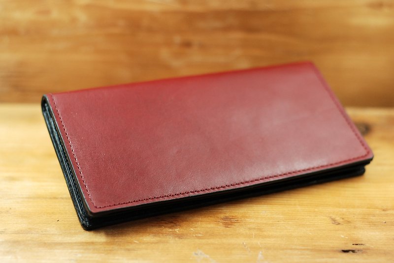 [All the Christmas offers] [Limited Edition] burgundy leather long clip - Wallets - Genuine Leather Red