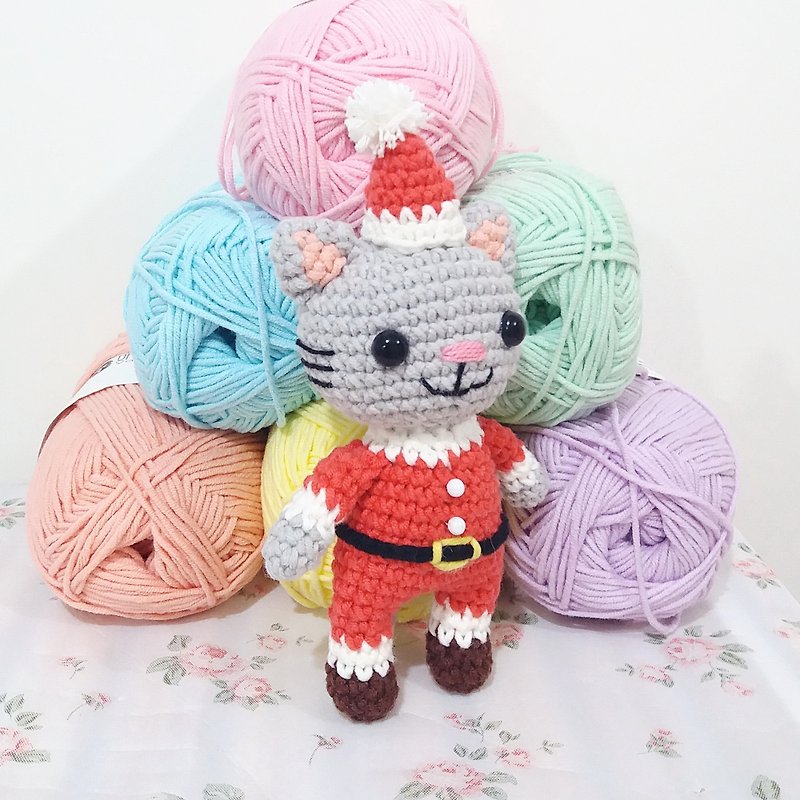 Christmas Cat Mr. Santa Cat Handmade Crochet - Stuffed Dolls & Figurines - Cotton & Hemp Multicolor