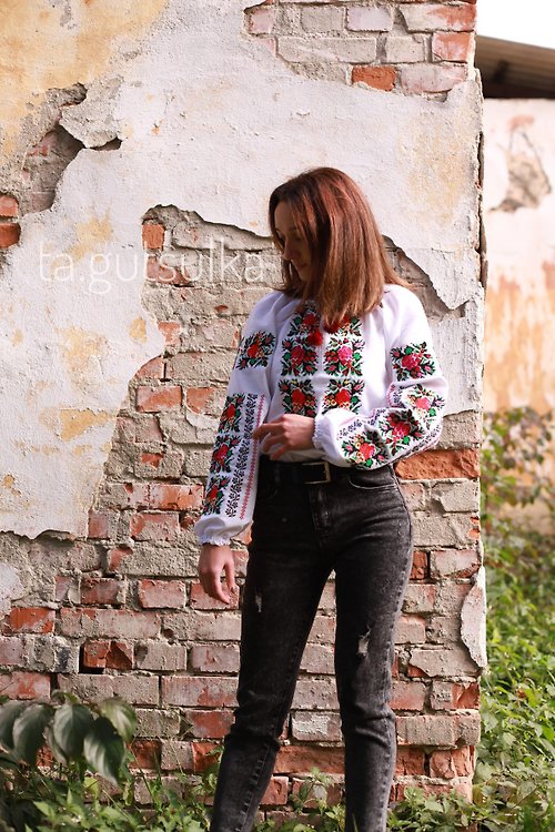 Ta Gutsulka embroidered shirt embroidered blouse blouse of ukraine women's embroidered blous