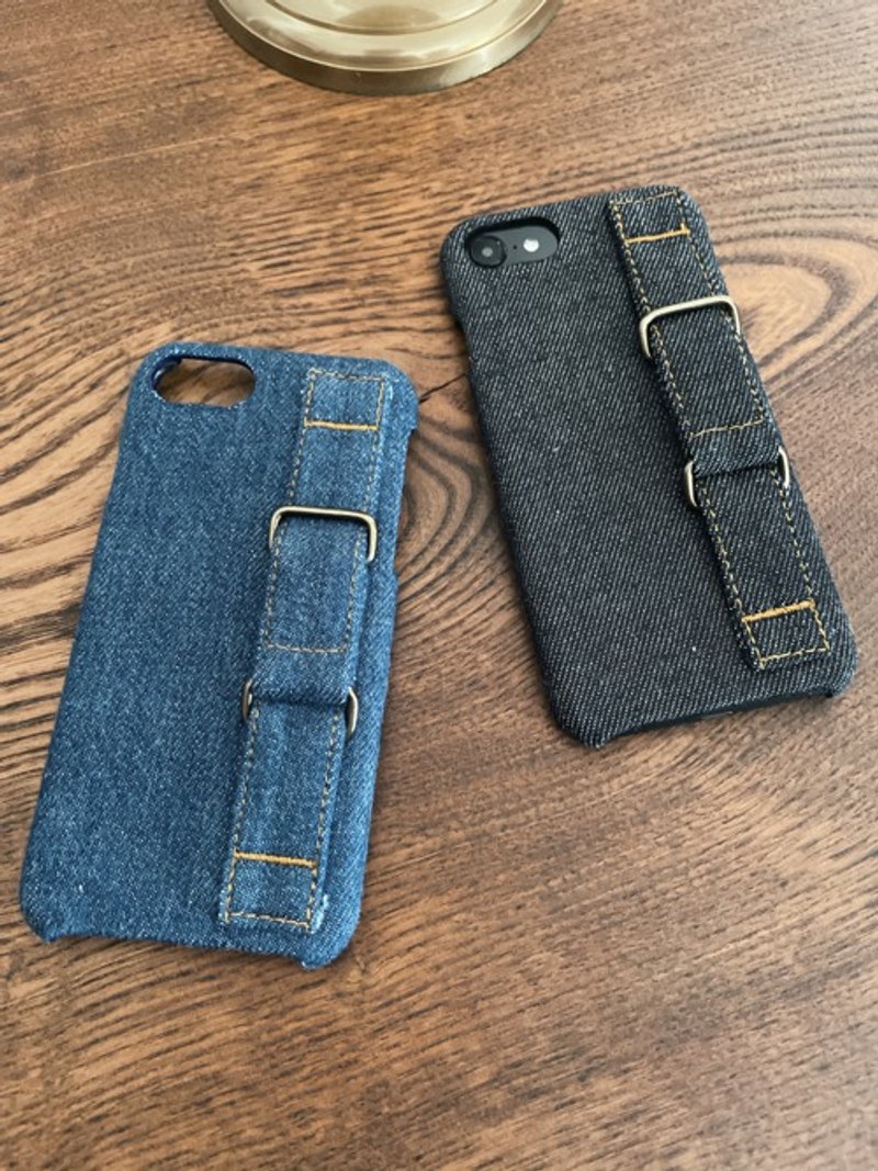 Okayama Denim Smartphone Case with Slide Belt Stand Indigo - อื่นๆ - ผ้าฝ้าย/ผ้าลินิน 